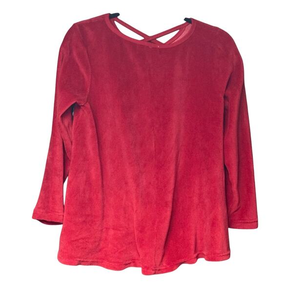 POOF New York red velour gnome Santa Christmas top soft holiday size small - Picture 2 of 4